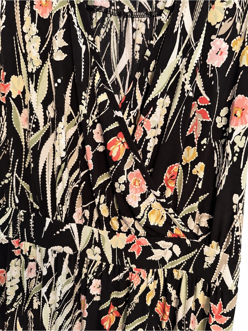 Nina Leonard 2X Black Floral Faux Wrap Sleeveless Maxi Dress - Picture 4 of 4